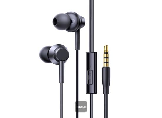 Baseus Encok HZ11 3.5mm Jack Wired Earphone, Universal Headset In-Ear Headphone with Mic - Black